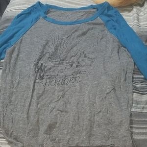 grey and blue wander shirt